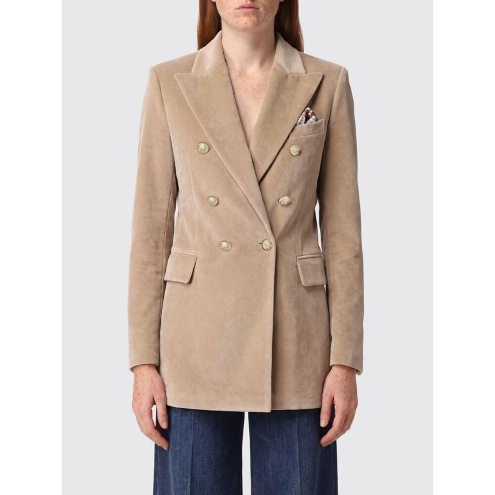 Circolo 1901 Women Circolo 1901 Slim Fit Double-Breasted Cropped Velvet Blazer